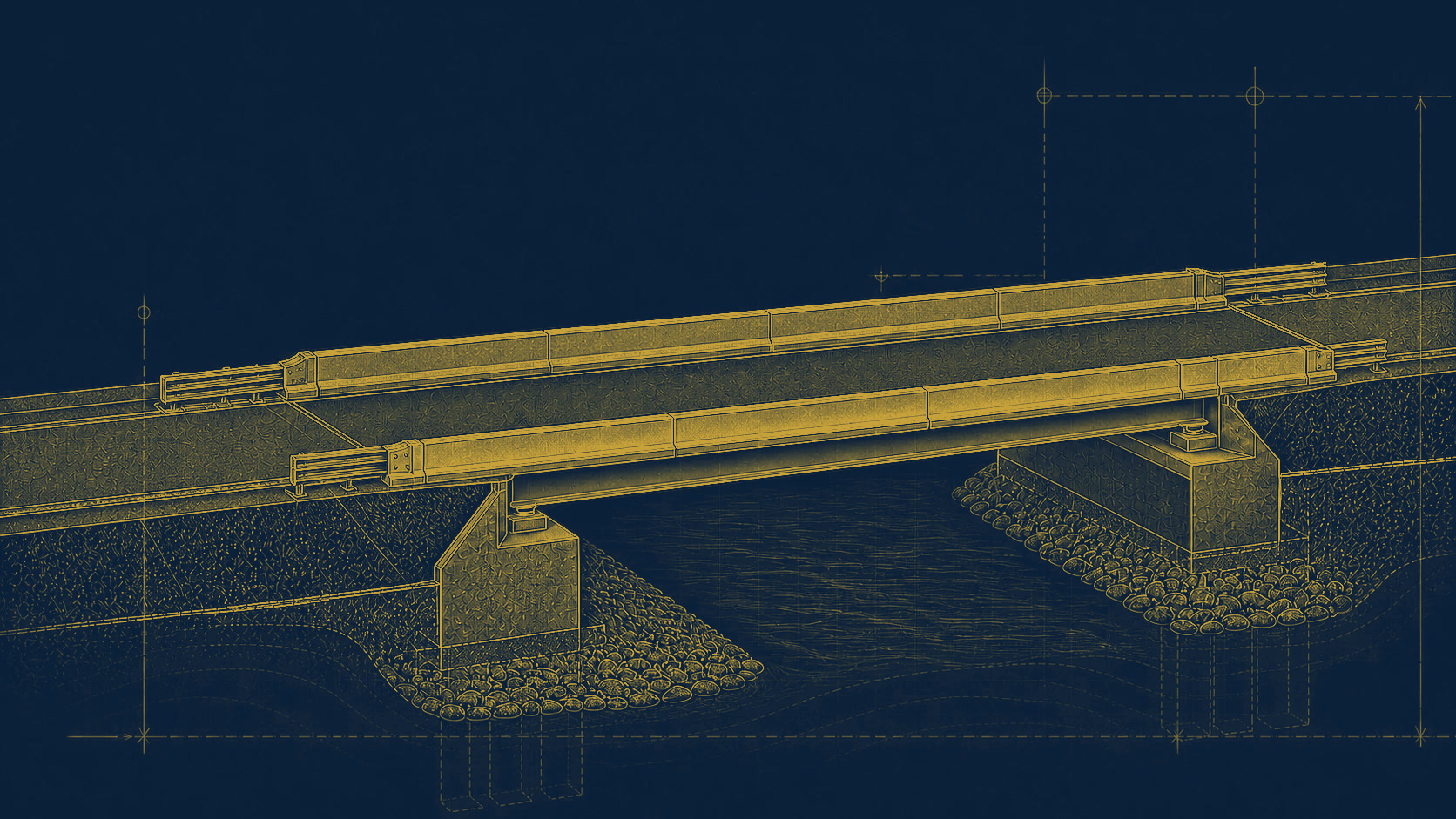 Ilustración conceptual de puente y estructuras